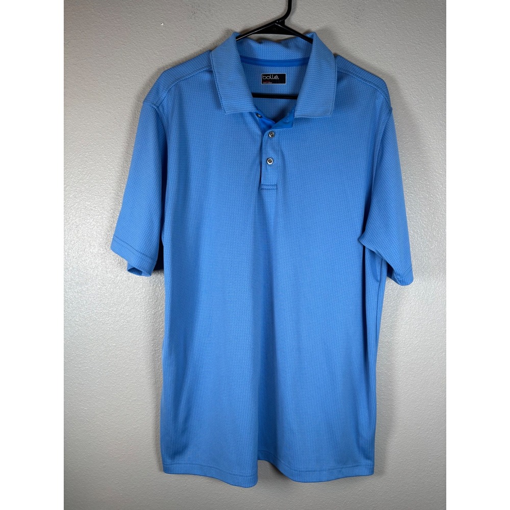 Bolle Mens Blue Short Sleeve Performance Golf Polo Shirt XL Textured Mesh Design